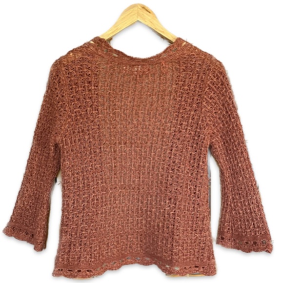 Pointelle Open Front Sweater Sz Large - Picture 3 of 8